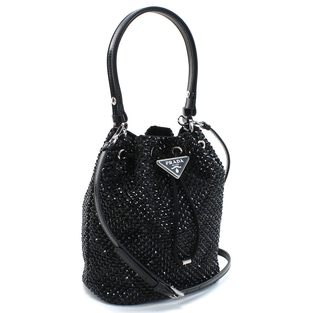 Prada Handbag Branded with Crystals Black